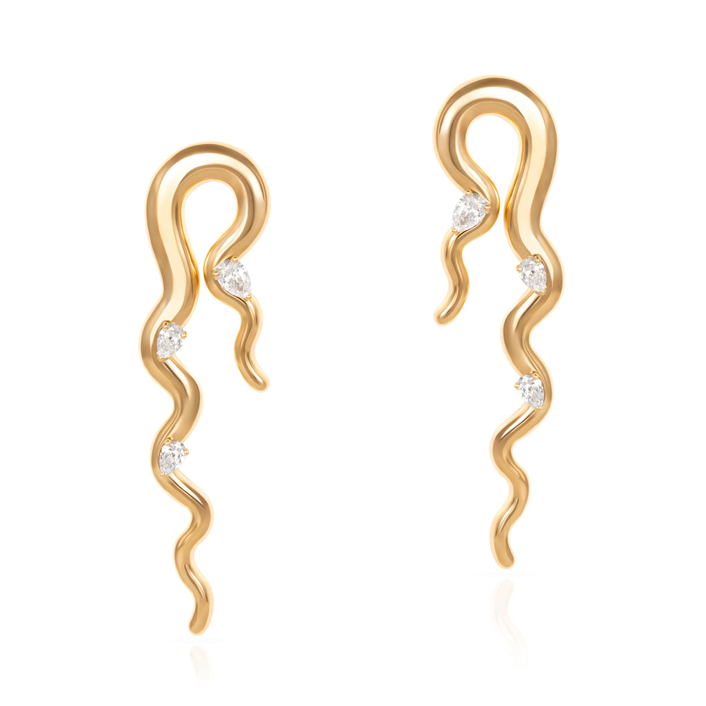 Sway gold Earrings with 0.92ct diamonds