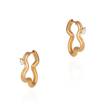 Flown Medium gold Hoops with 0.18ct diamonds